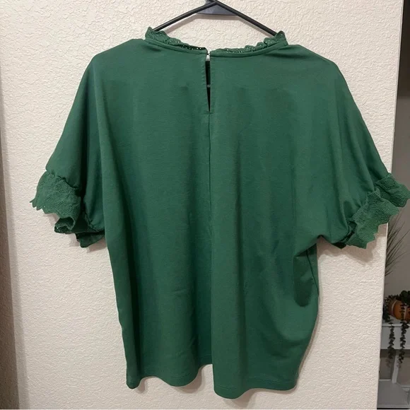 Ann Taylor Forest Green Ruffle Blouse medium - Picture 9 of 13